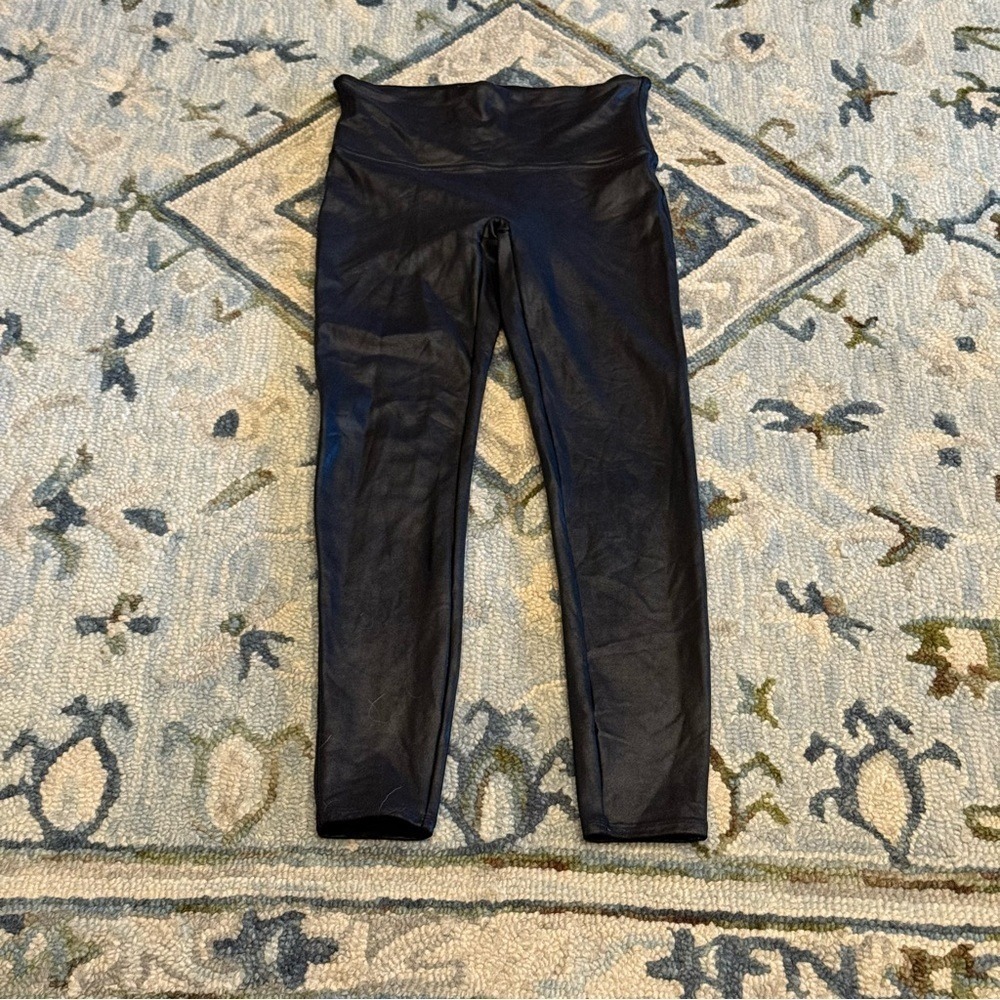 Spanx‎ Faux Leather Leggings Black High Waisted Women's Large